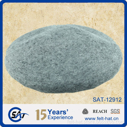 gry wool beret hat, pure smooth wool felt hat